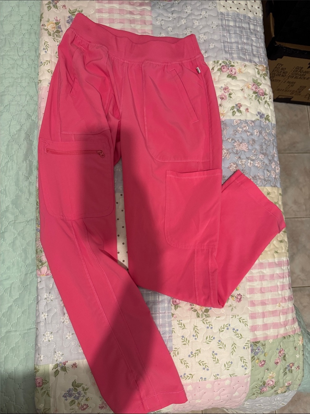 Women's Hot Pink Cargo Scrub Pants
